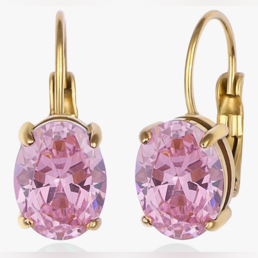 Gorgeous Neiman Marcus 18KT Gold Vermeil Oval Pink Topaz Earrings